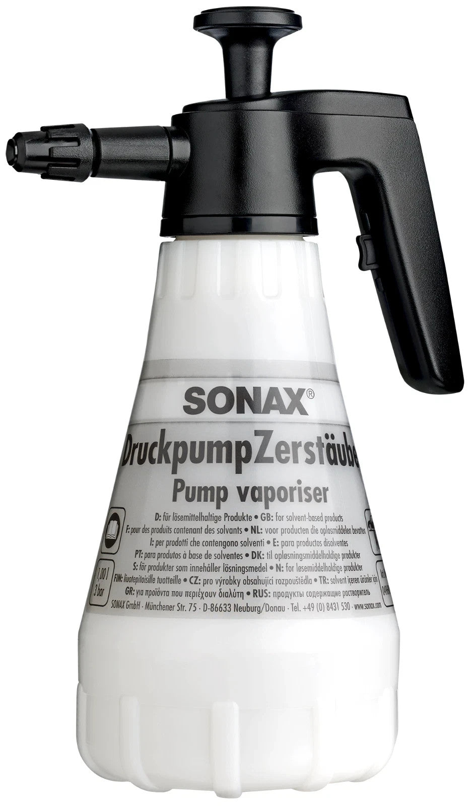 SONAX Pump Vaporiser For Solvent Products - 1.25L Pump Sprayer car detailing