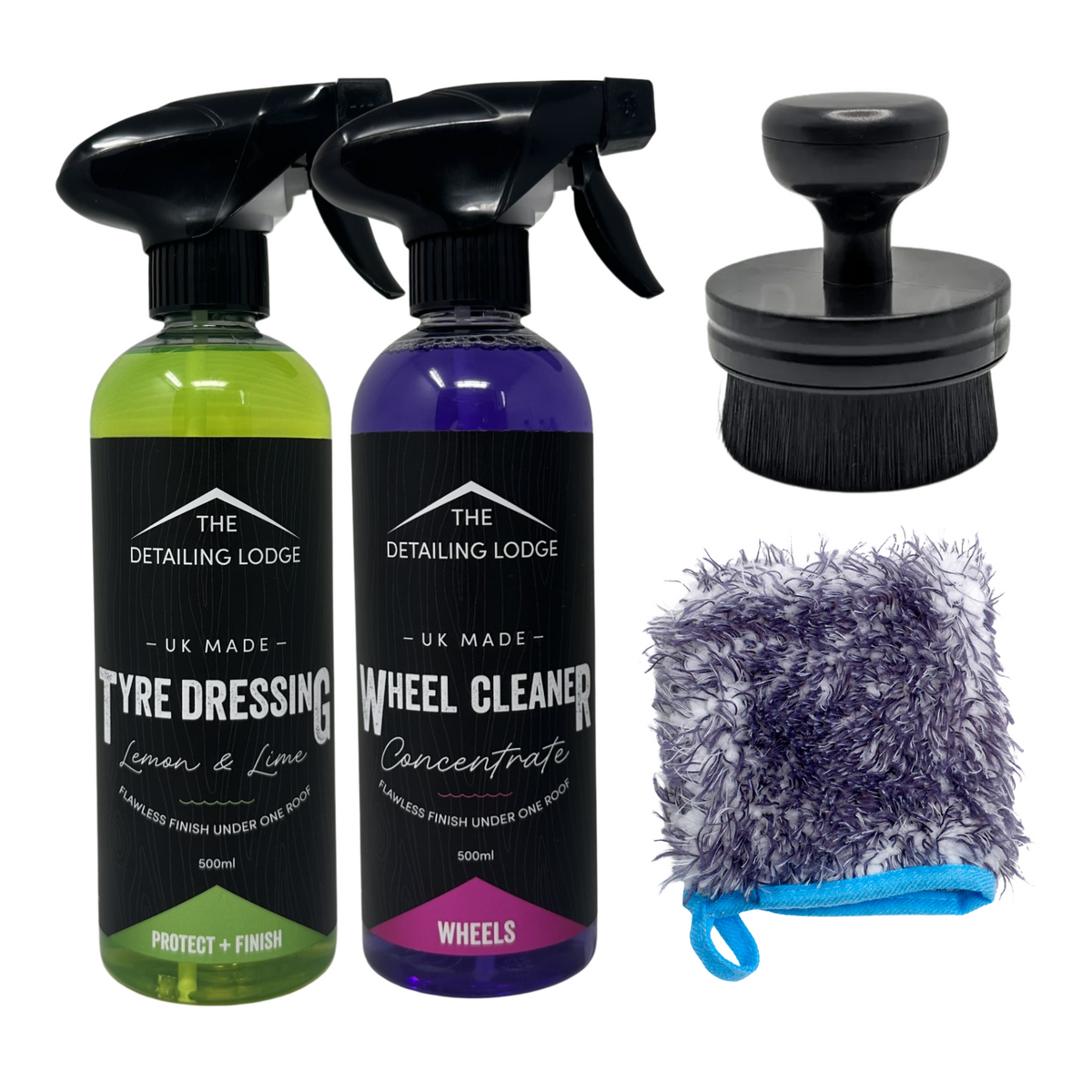 Detailing Wheel Cleaning Kit 500ml - Wheel Cleaner + Tyre Dressing & Accessories