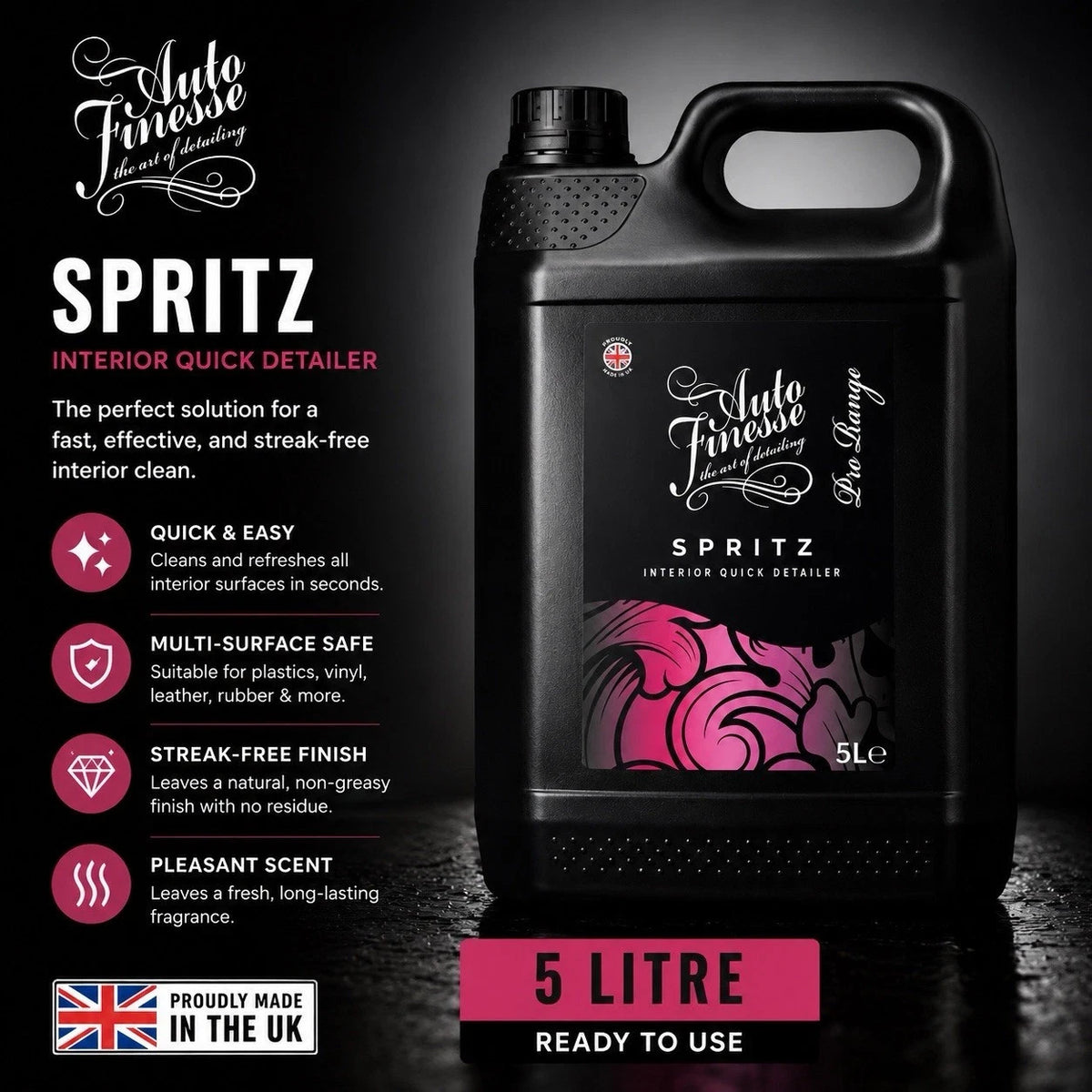 Auto Finesse Spritz Interior Quick Detailer 5 Litre Bottle Plastic dressing
